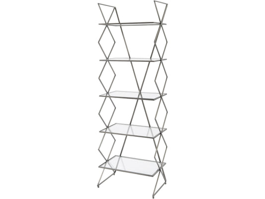 Bossa Five Tier Antique Silver Cross Frame Iron Shelving Unit