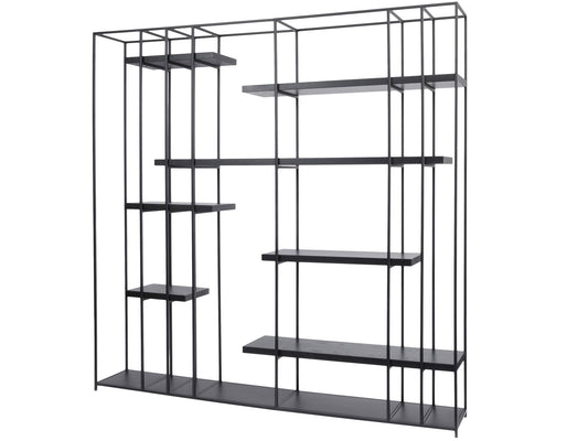 Chancery Black Metal And Black Ash Shelving Unit