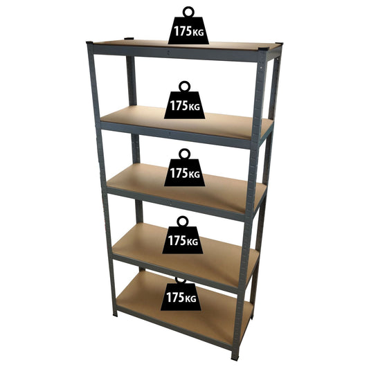 1.8M 5 Tier Metal Shelving Unit - Silver