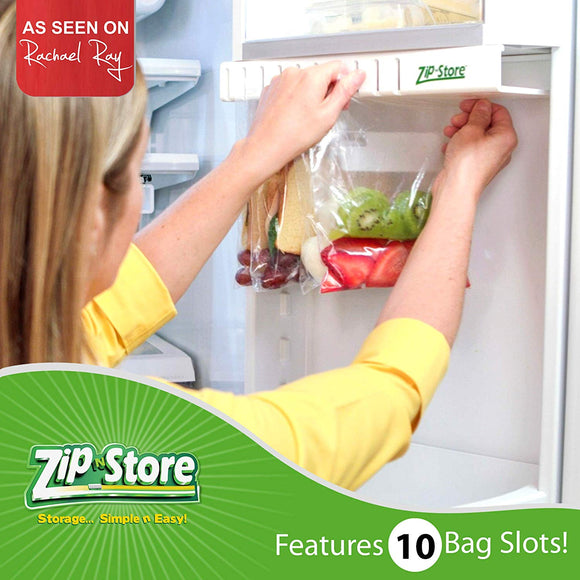 Zip n Store - Organize Your Refrigerator - Easy Store Door Organizer - Organizes 10 Bags, Perfect For Leftovers, Easy To See + Access Food, Installs In 2 Minutes