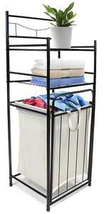 Sorbus Bathroom Tower Hamper - Features Tilt Laundry Hamper and 2-Tier Storage Shelves - Great for Bathroom, Laundry Room, Bedroom, Closet, Nursery, and More