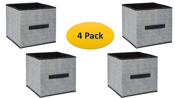 Storage Cube Organizer - Small Collapsible Storage Cubes in Black (4) Closet Organizers - Storage Container With Handle - Bedroom Storage Drawers