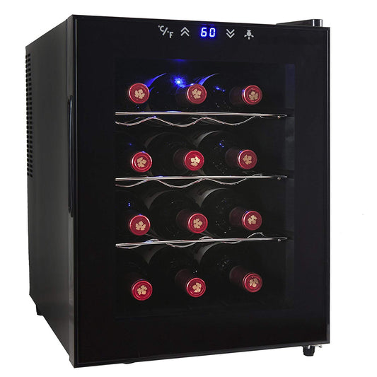 AKDYÂ® 12 Bottle Single Zone Thermoelectric Stainless Steel Freestanding Wine Cooler Cellar Chiller Refrigerator Fridge Quiet Operation