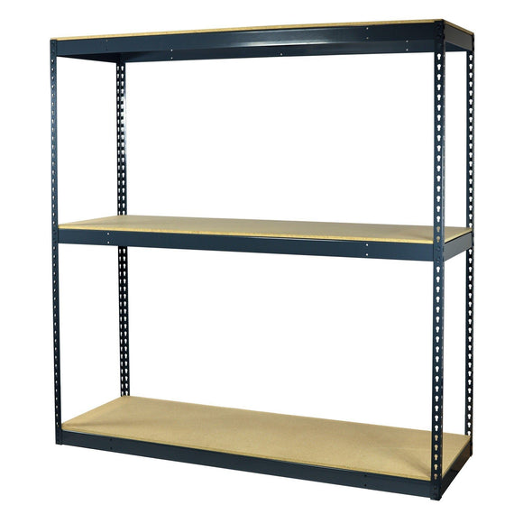 Storage Pro Garage Shelving Boltless, 3 Shelves, Particle Board Decking, Heavy Duty, 1950 Lbs Capacity, 60 W x 36 L x 72 H