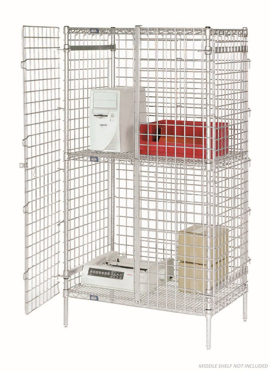 Nexel Wire Security Shelving Unit, Chrome Finish, 14"W x 36"L x 66"H