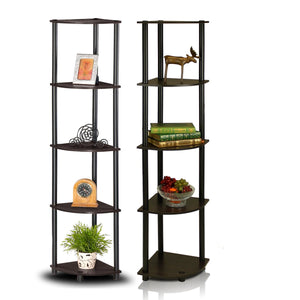 Furinno 5-Tier Corner Multipurpose Display Shelves 2-99811EX/BK SET OF 2