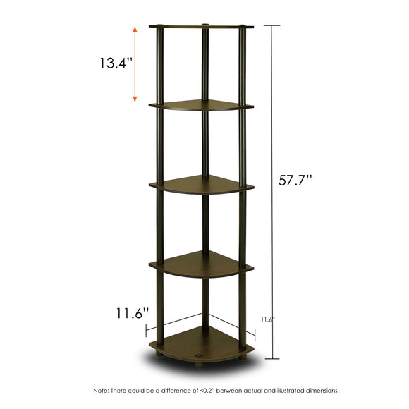 Furinno 5-Tier Corner Multipurpose Display Shelves 2-99811EX/BK SET OF 2