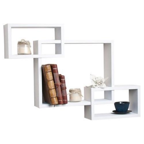 Intersecting Hanging Wall Shelves -- White Laminate