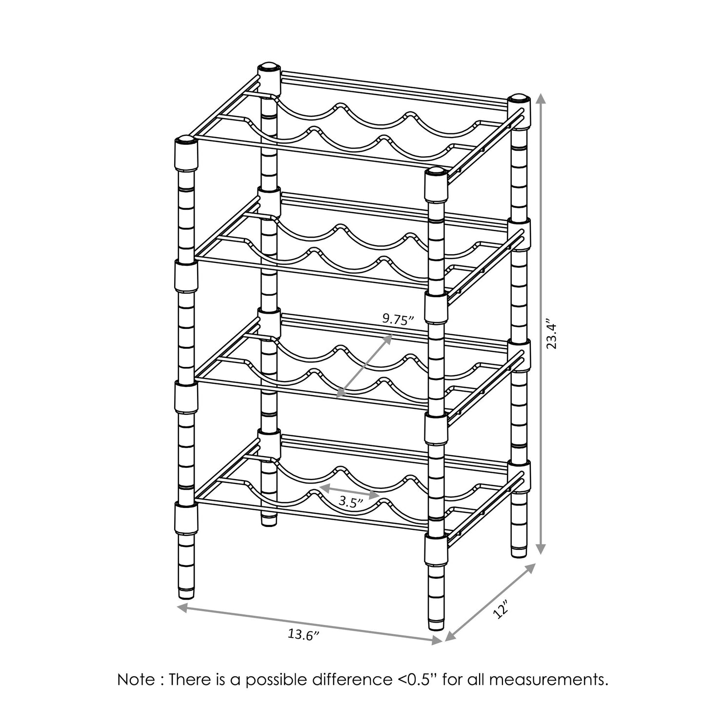 Furinno 4-Tier Wine Rack WS60334