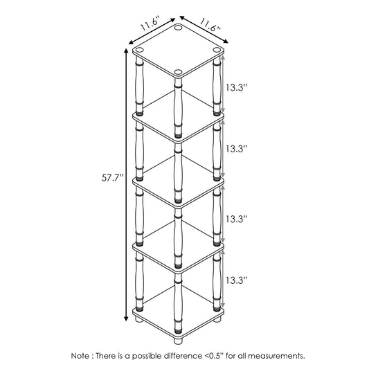 Furinno 5-Tier Corner Square Rack 18033EX/BK