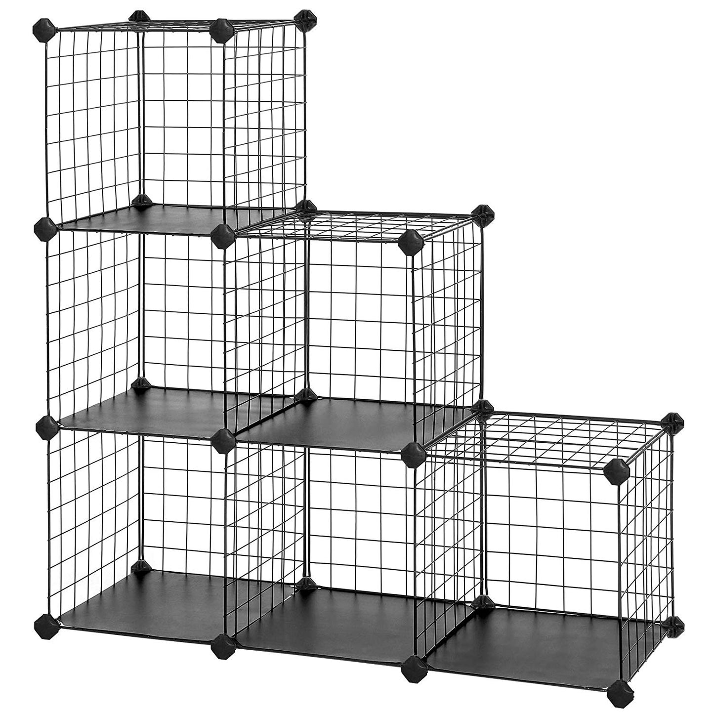 SONGMICS Metal Wire Cube Storage,6-Cube Shelves Organizer,Stackable Storage Bins, Modular Bookcase, DIY Closet Cabinet Shelf, 24.8”L x 12.2”W x 36.6”H, Black ULPI111H