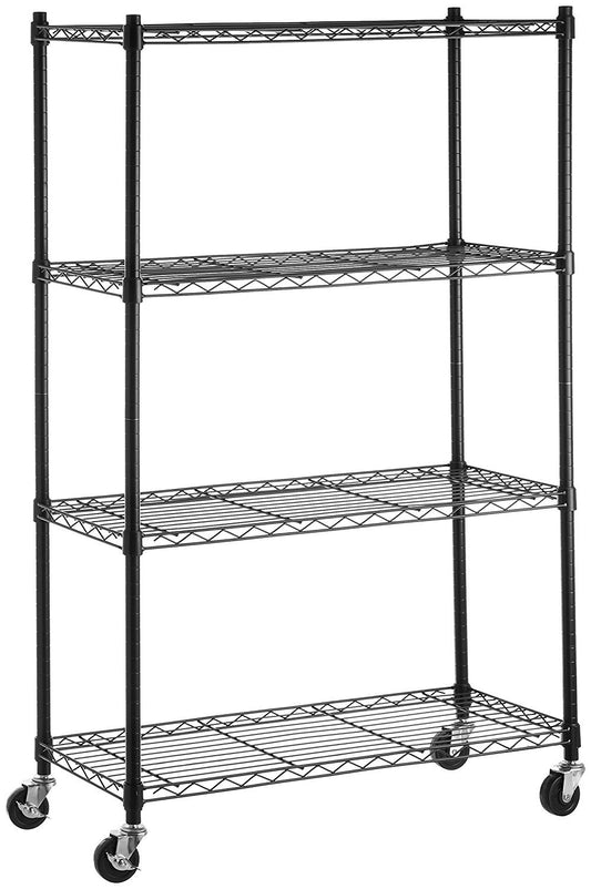 AmazonBasics 4-Shelf Shelving Unit on 3&#39;&#39; Casters, Black