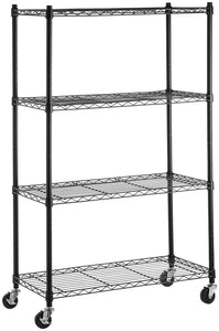 AmazonBasics 4-Shelf Shelving Unit on 3&#39;&#39; Casters, Black