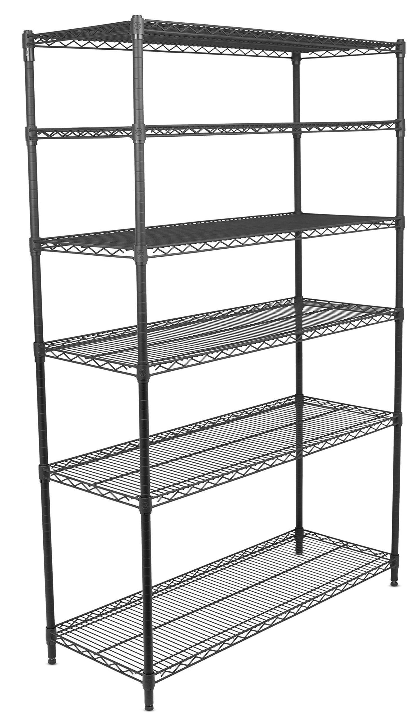 Internet's Best 6-Tier Wire Shelving Rack - NSF Wide Flat Black Home Storage - Heavy Duty Shelf - Wide Adjustable Freestanding Rack Unit - Kitchen Business Organization - Commercial Industrial