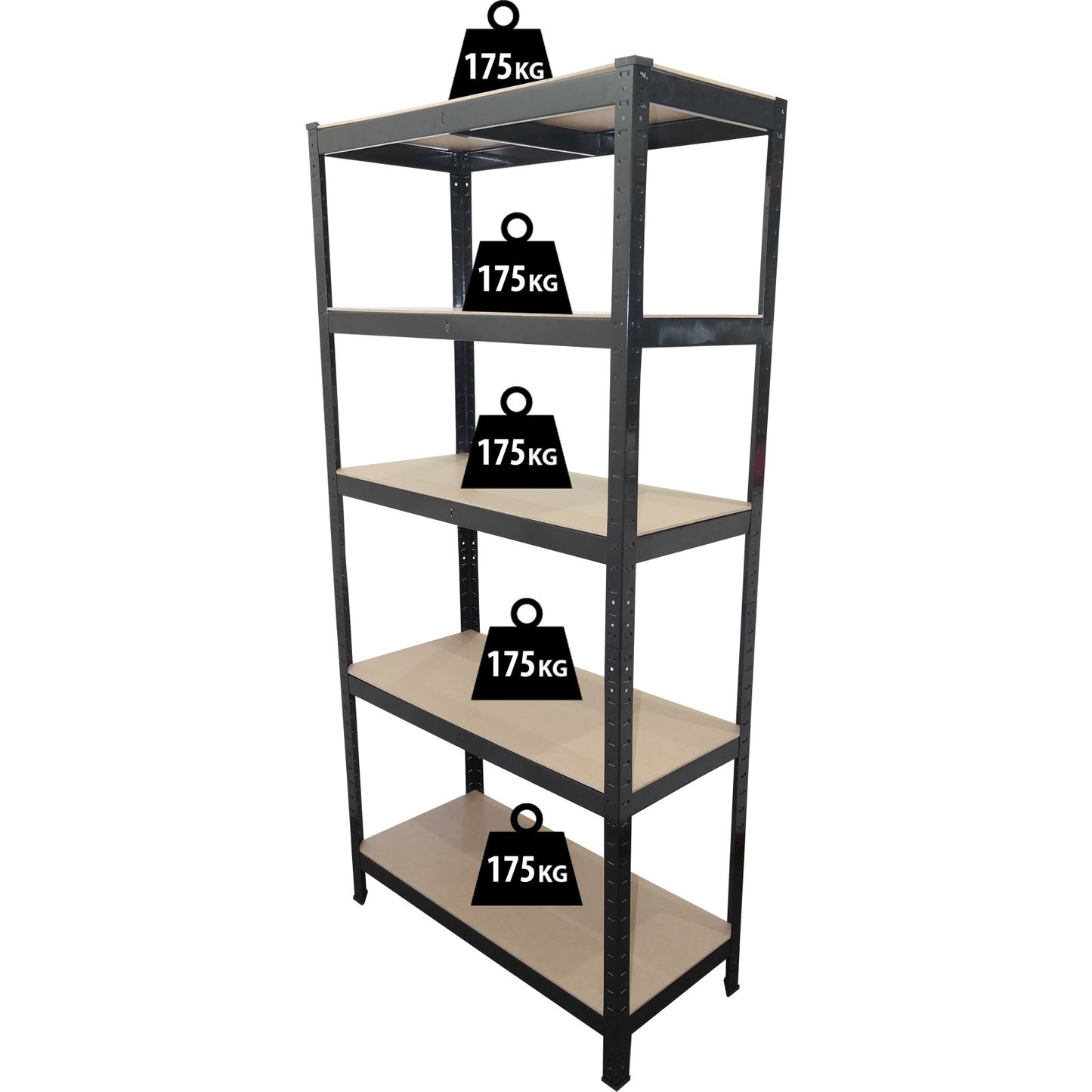 1.5M Black Metal Shelving Unit