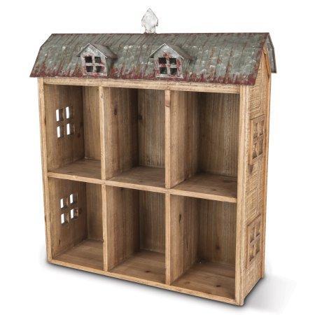 24.5-Inch, Antique-Style Barn-Shaped Storage Shelf Made of Real Fir Wood