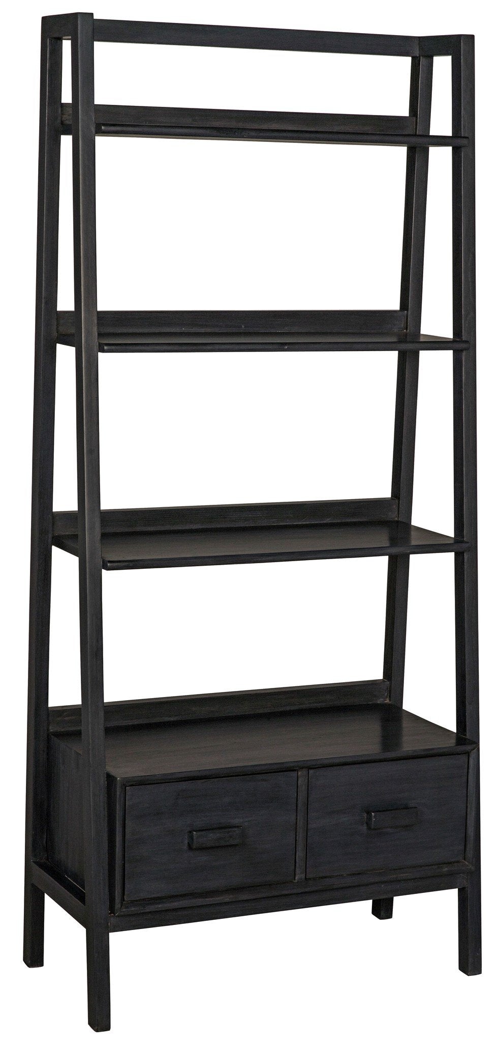 Noir Johnson Bookcase, 32" Charcoal Black, Sungkai Wood