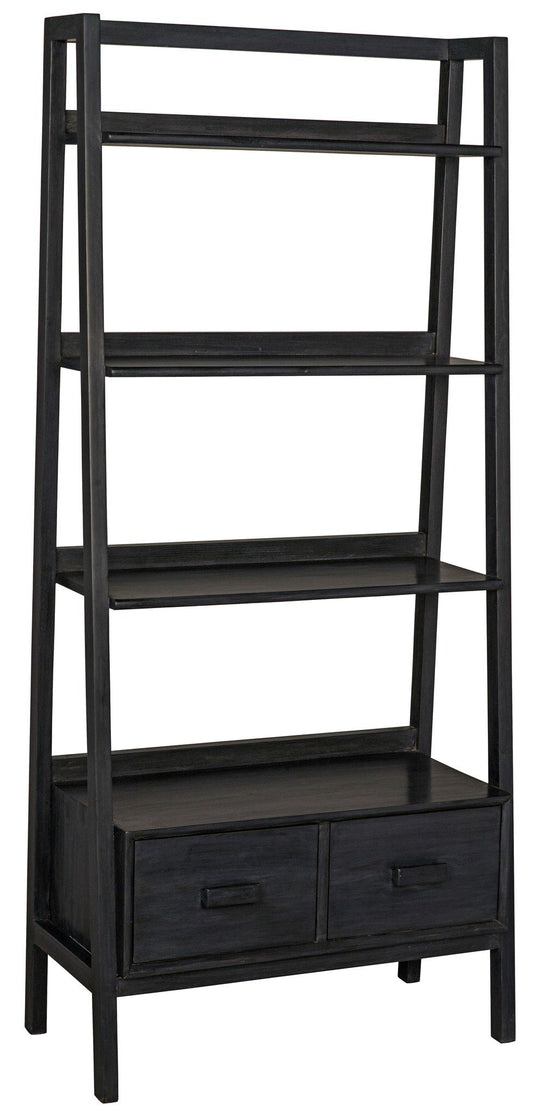 Noir Johnson Bookcase, 32" Charcoal Black, Sungkai Wood