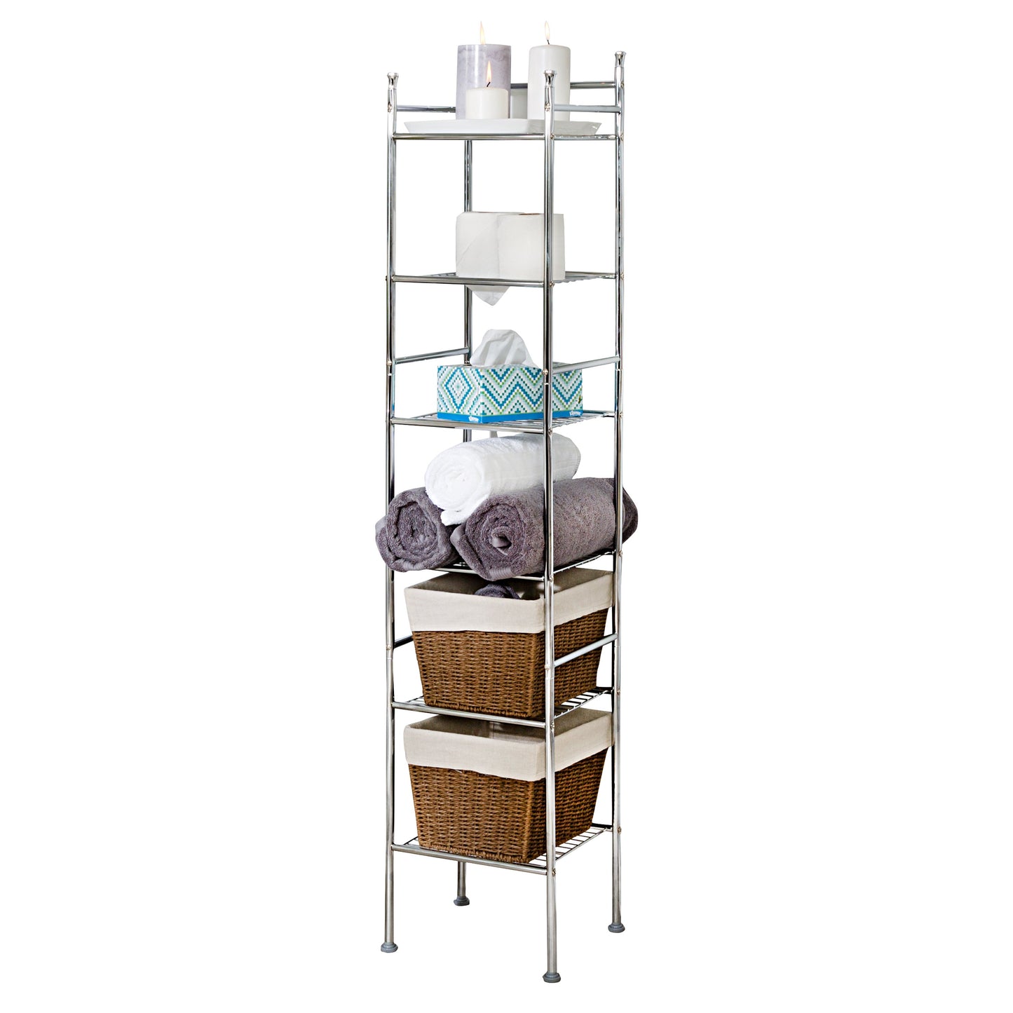 6-Tier Bathroom Storage Shelving Unit, Chrome