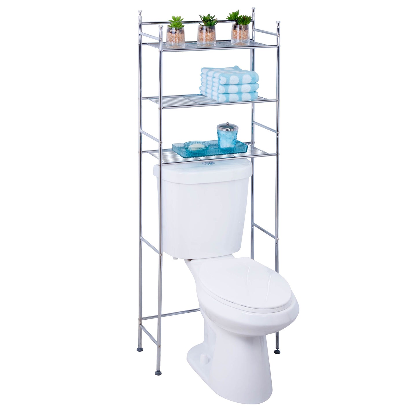 3-Tier Over-The-Toilet Shelving Unit, Chrome