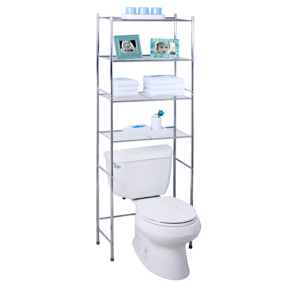 4-Tier Over-The-Toilet Shelving Unit, Chrome