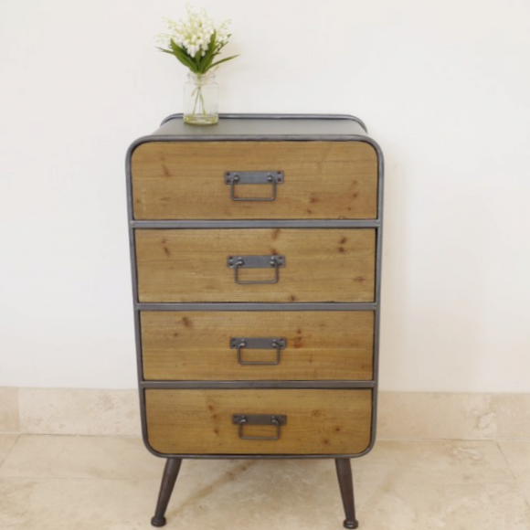 Large Industrial Style Wood & Metal Cabinet