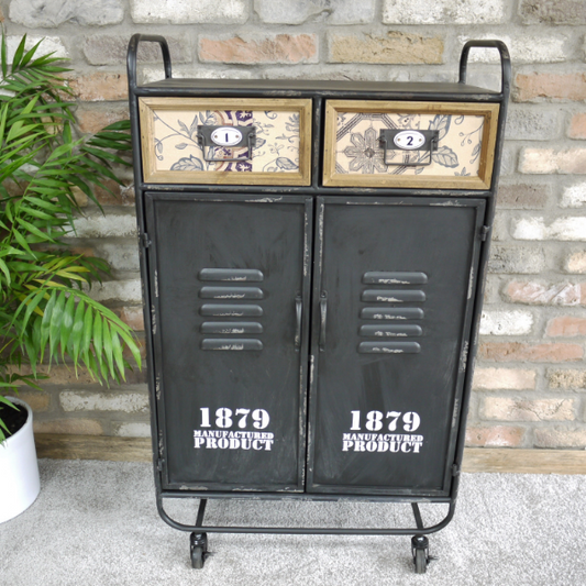 Industrial Metal & Wood Cabinet on Castors