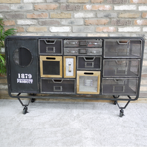 Industrial Metal & Wood Sideboard Cabinet