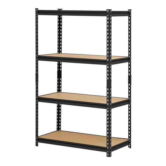 Black Metal Industrial Shelving Unit with 4 Adjustable Shelves 60-inch Height