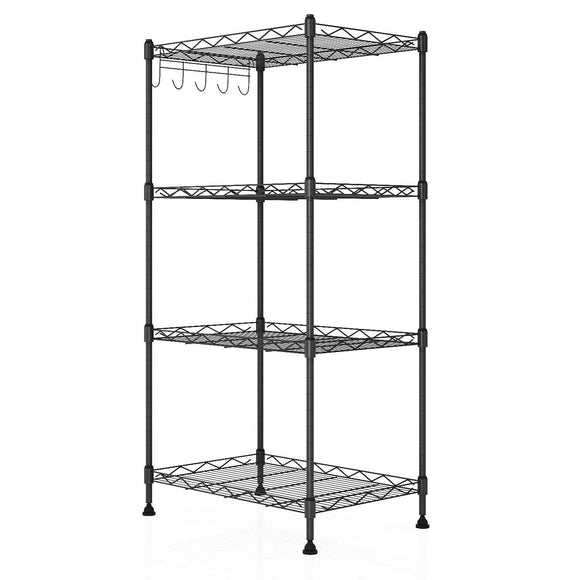Black Metal 4-Shelf Wire Storage Rack Shelving Unit