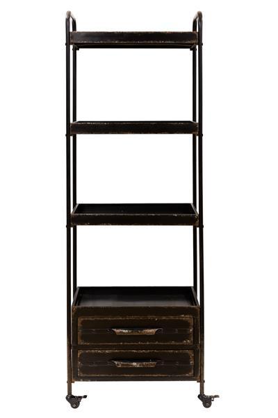 Distressed Ryland Rustic Chic Industrial Shelving Unit With Castor Wheels