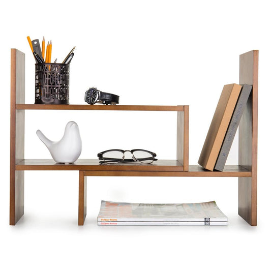 Modern Modular Natural Wood Desktop Organizer Rack