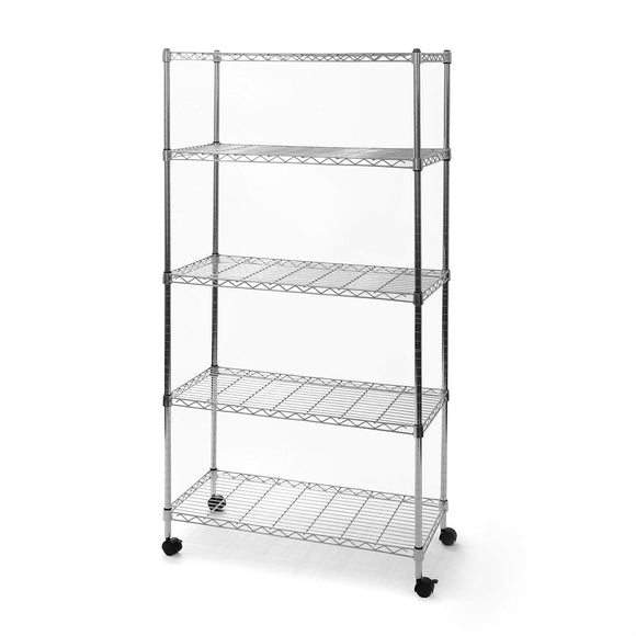 5-Shelf Storage Shelving Unit with Removable Locking Casters Wheels