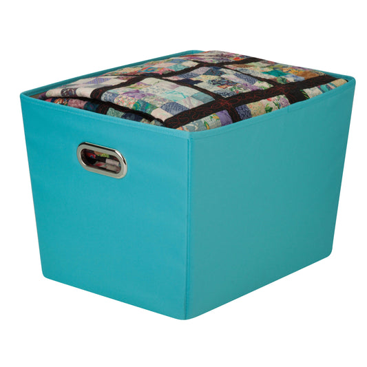 Large Storage Bin With Handle, Aqua Blue