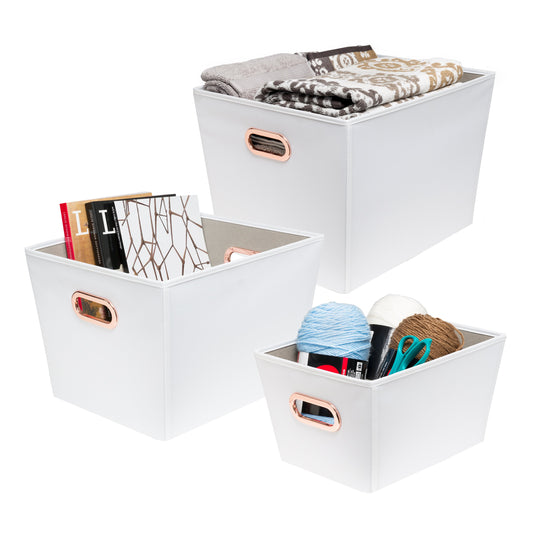 3-Piece Organizing Totes, White