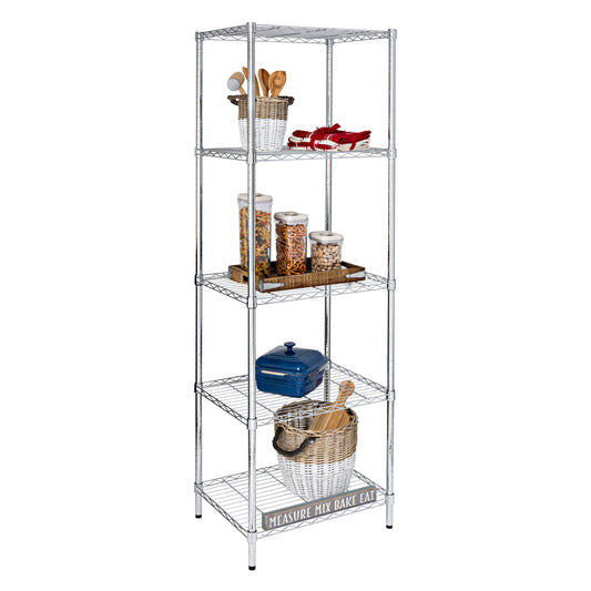 5-Tier Adjustable Shelving Unit with 250-lb Shelf Capacity, Chrome