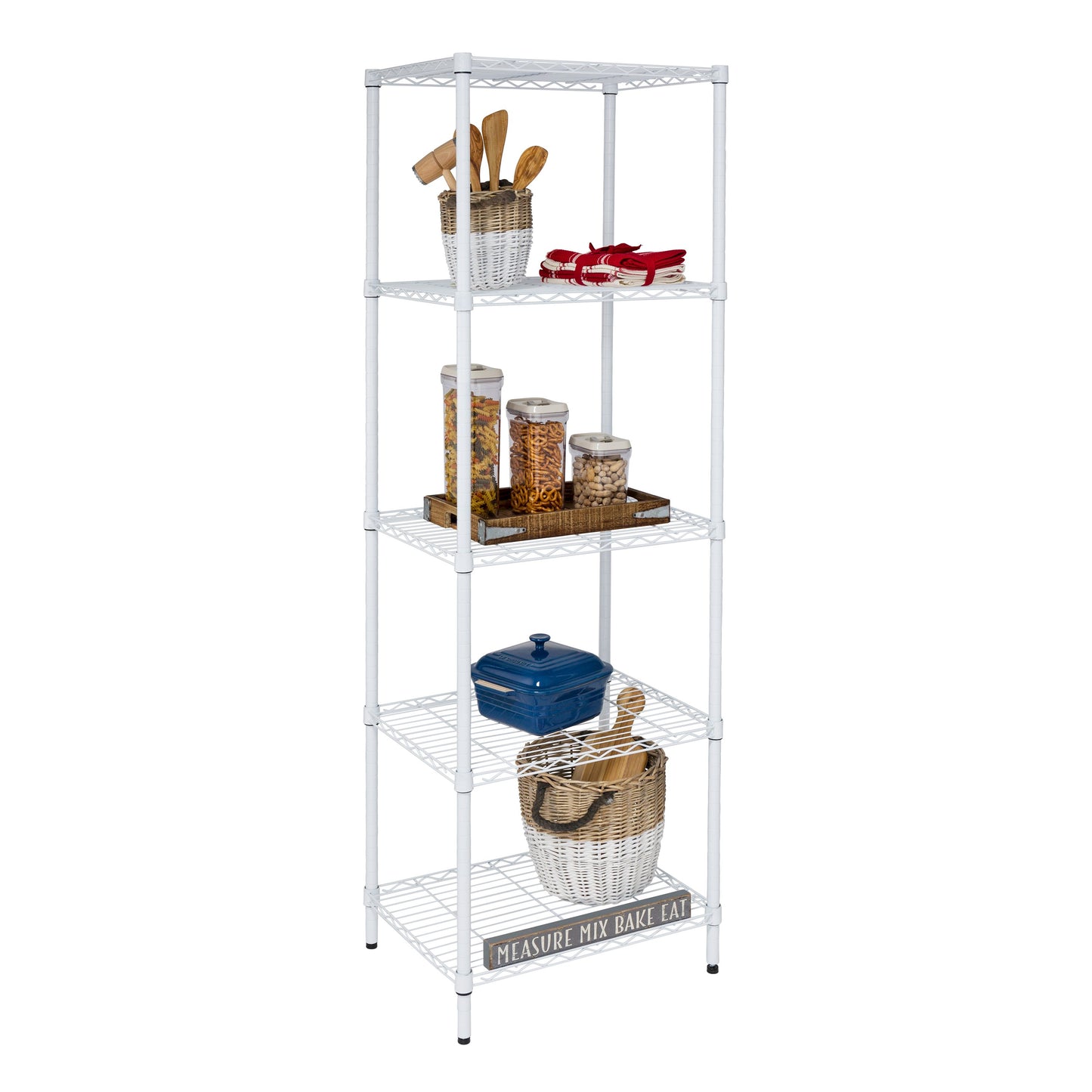 5-Tier Adjustable Shelving Unit with 250-lb Shelf Capacity, White