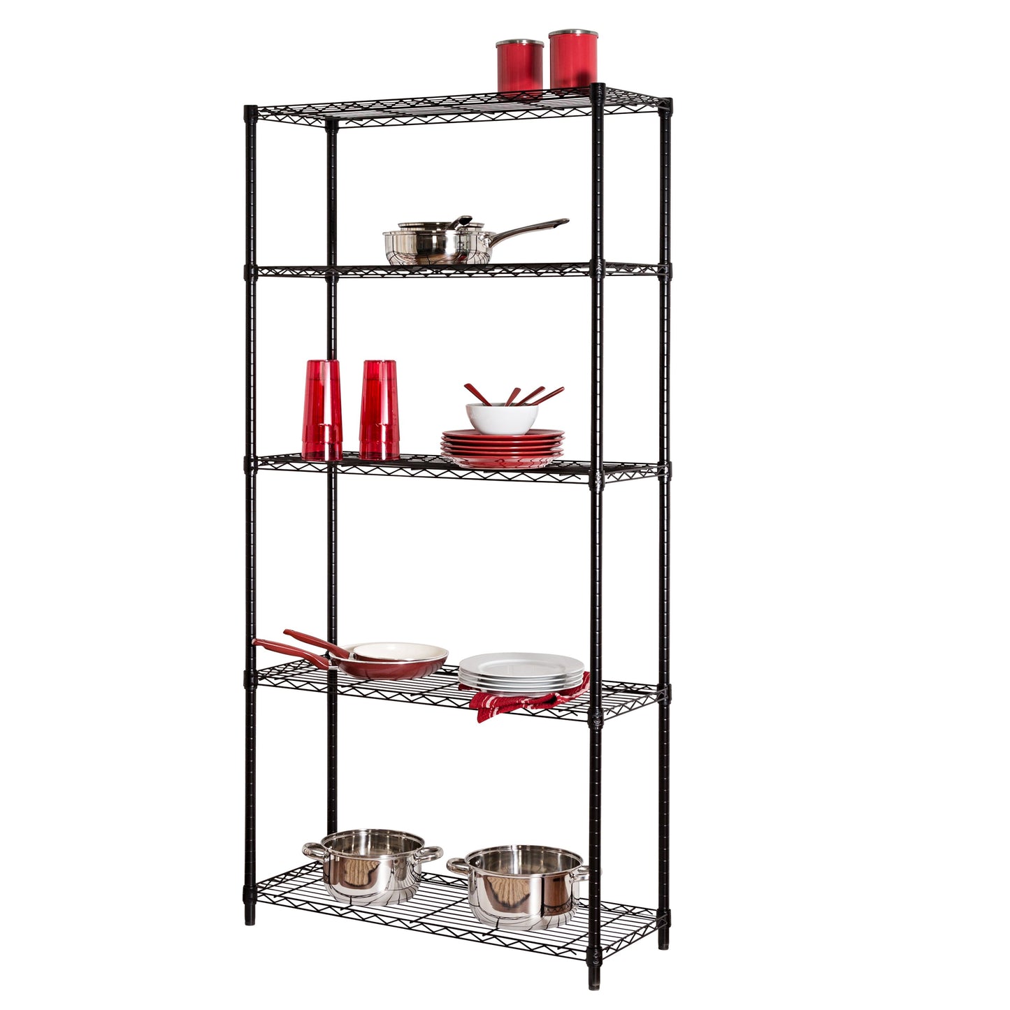 5-Tier Adjustable Shelving Unit with 200-lb Shelf Capacity, Black