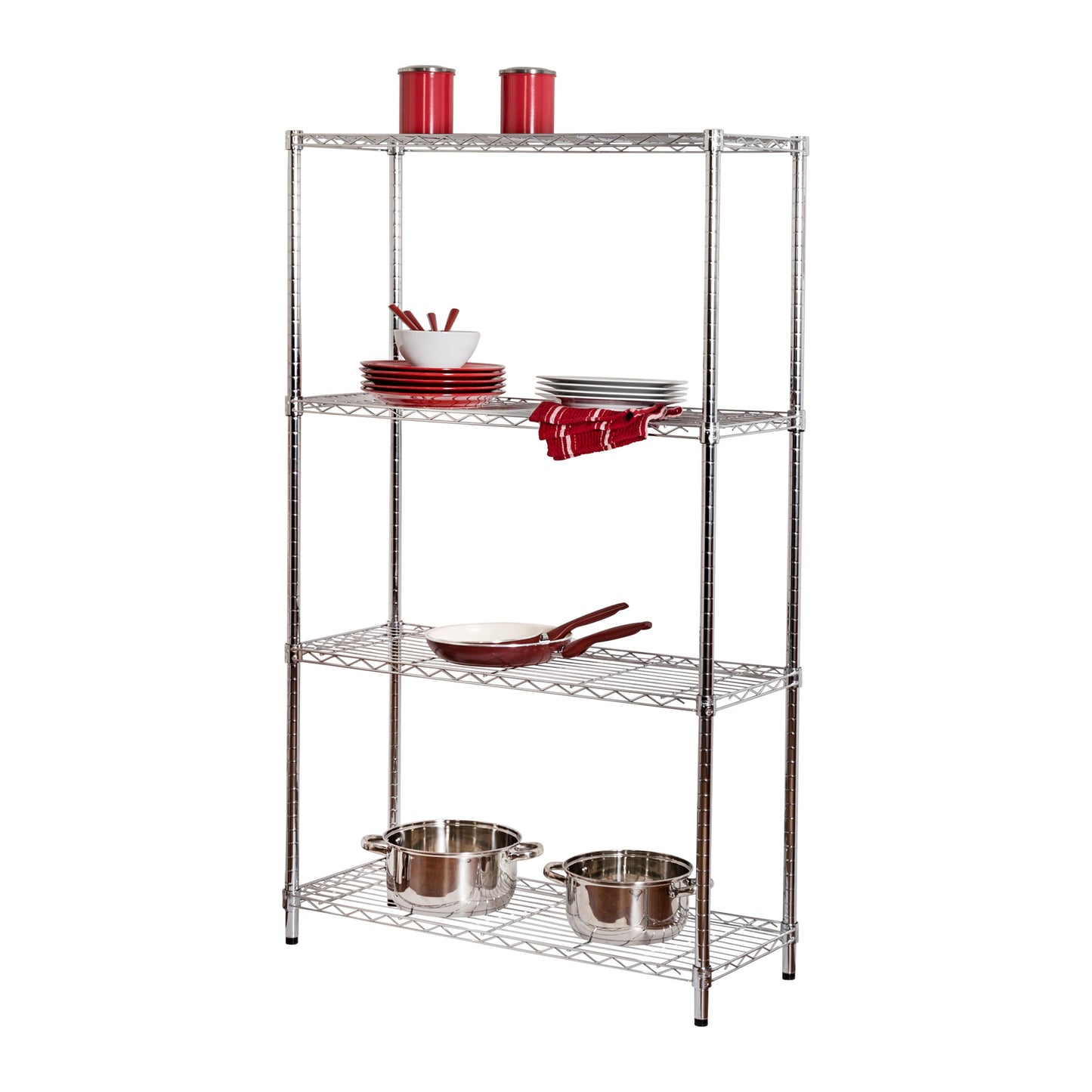 4-Tier Adjustable Shelving Unit with 200-lb Shelf Capacity, Chrome