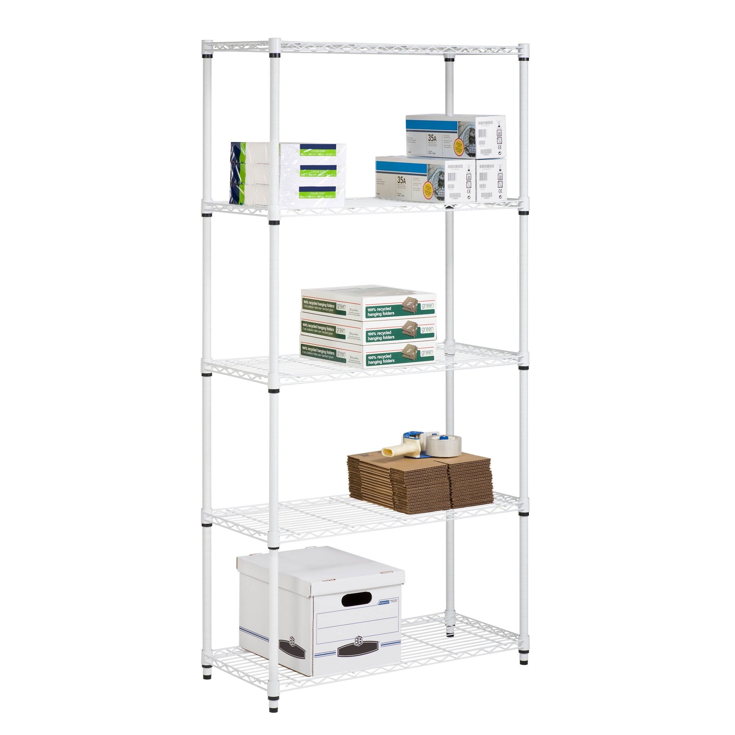 5-Tier Adjustable Shelving Unit with 200-lb Shelf Capacity, White