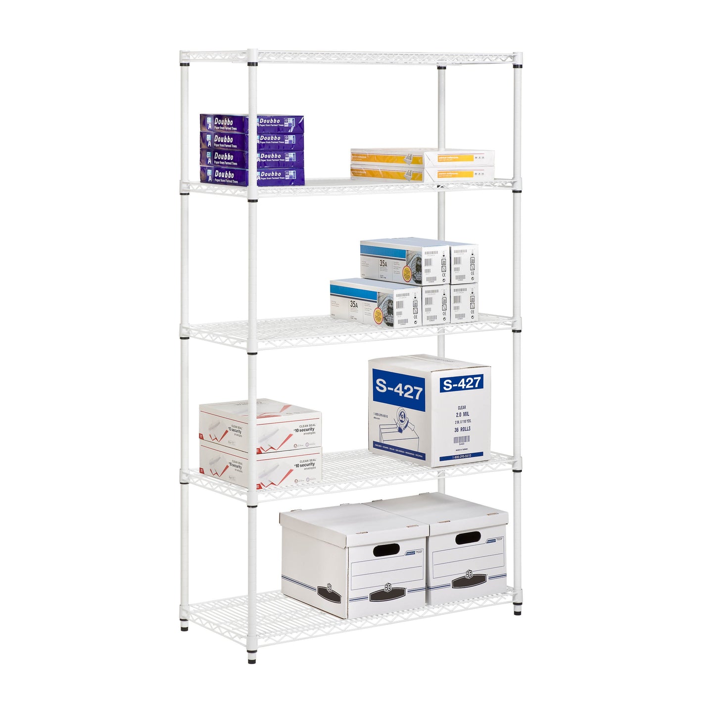 5-Tier Adjustable Shelving Unit with 800-lb Shelf Capacity, White