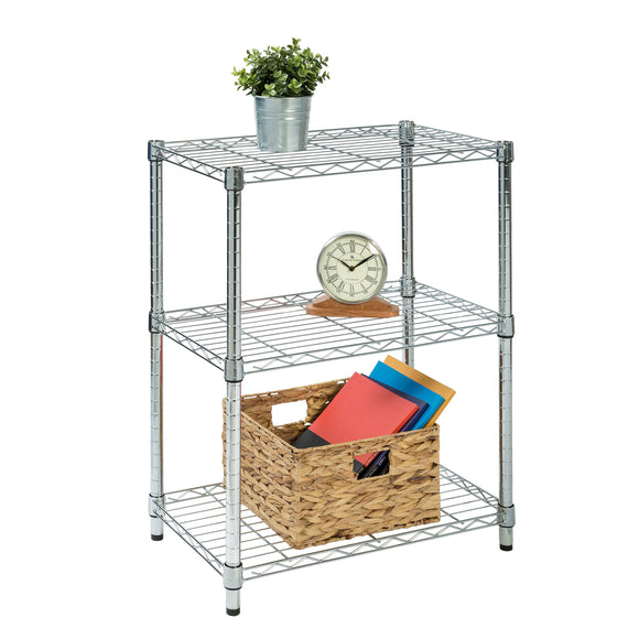 3-Tier Adjustable Shelving Unit with 250-lb Weight Capacity, Chrome