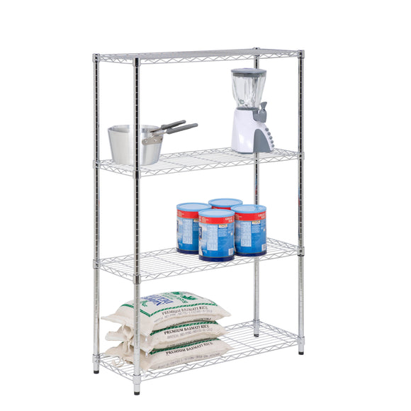 4-Tier Adjustable Shelving Unit with 250-lb Weight Capacity, Chrome