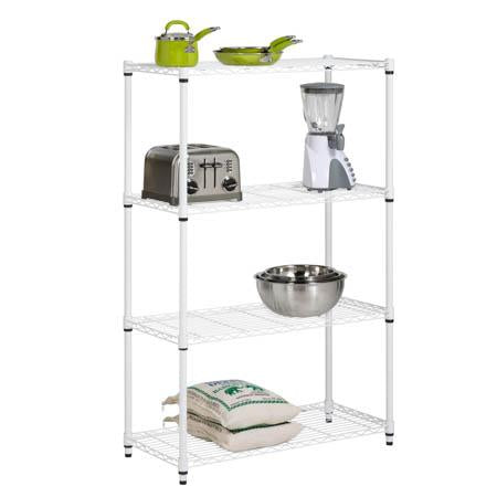 4-Tier Adjustable Shelving Unit with 250-lb Weight Capacity, White