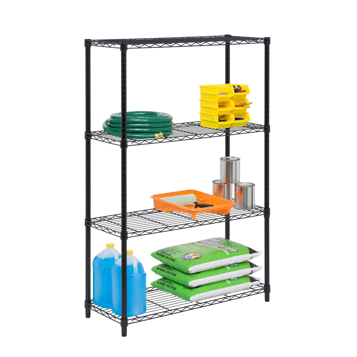 4-Tier Adjustable Shelving Unit with 250-lb Shelf Capacity, Black