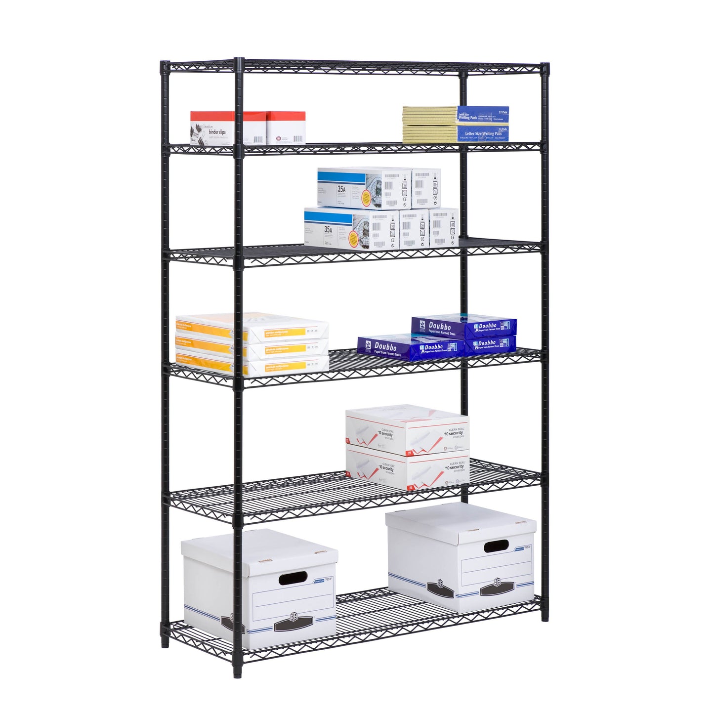 6-Tier Adjustable Shelving Unit with 600-lb Shelf Capacity, Black