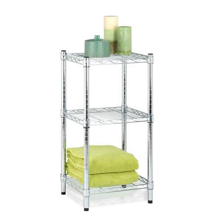 3-Tier Adjustable Small Chrome Shelving Unit with 200-lb Shelf Capacity