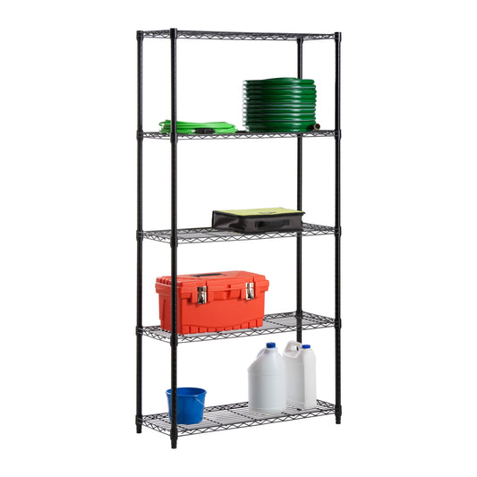 5-Tier Adjustable Shelving Unit with 350-lb Shelf Capacity, Black