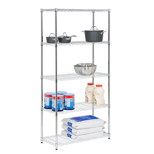 5-Tier Adjustable Shelving Unit with 350-lb Shelf Capacity, Chrome