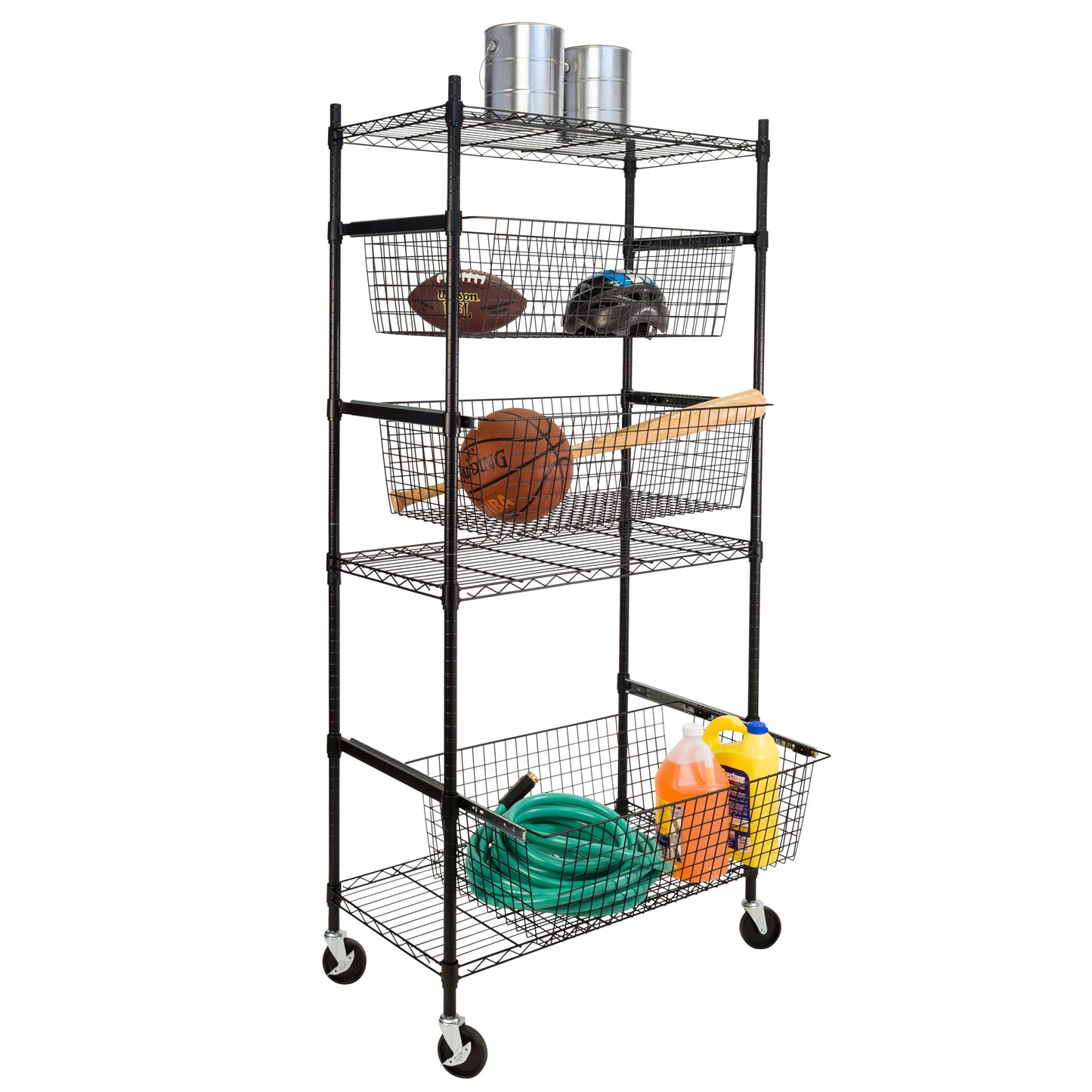 Sports Equipment Storage Shelving Unit, Black